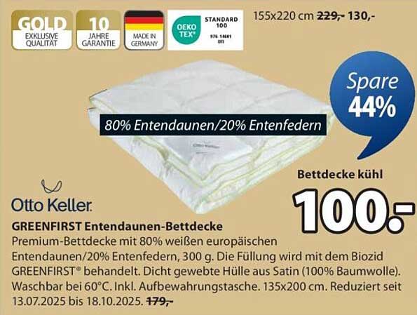 GREENFIRST Entendaunen-Bettdecke