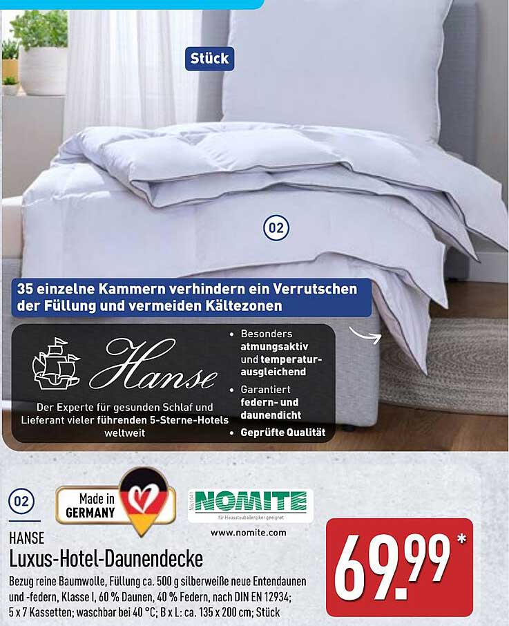 Hanse Luxus-Hotel-Daunendecke