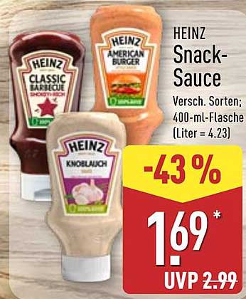 HEINZ Snack-Sauce - Verschiedene Sorten; 400-ml-Flasche (Liter = 4,23)