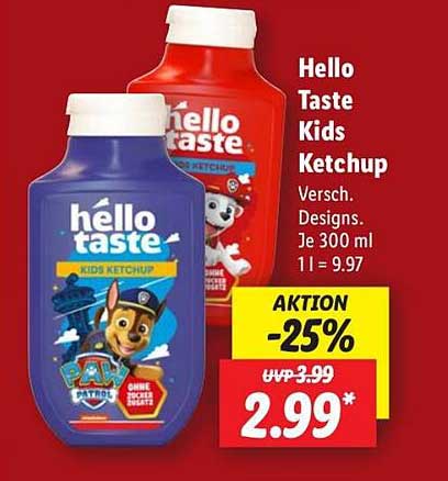Hello Taste Kids Ketchup - 300 ml - Aktion 25%