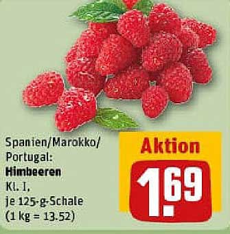 Himbeeren KL. I - 125-g-Schale für nur 1,69 €