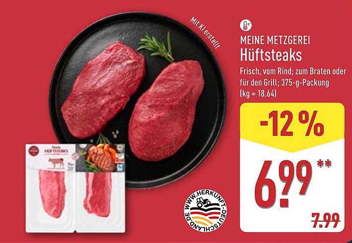 Hüftsteaks – frisch vom Rind zum Braten oder Grillen