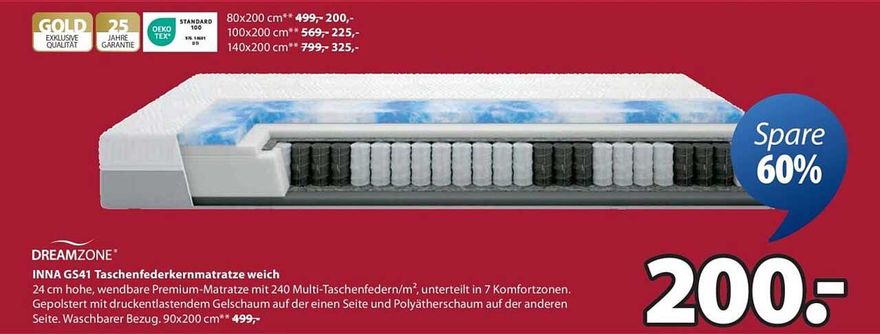 INNA GS41 Taschenfederkernmatratze weich