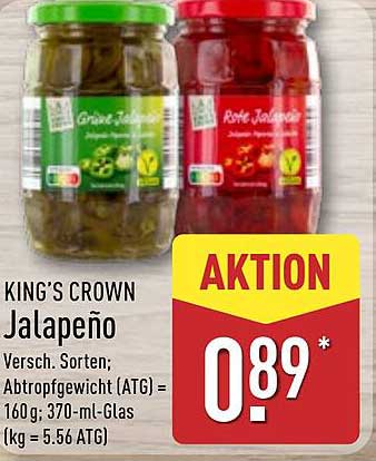 KING'S CROWN Jalapeño 370-ml-Glas