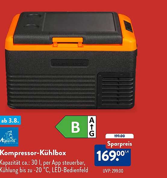 Kompakte Kompressor-Kühlbox mit App-Steuerung