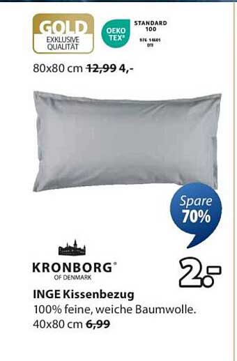 Kronborg INGE Kissenbezug – 70% Rabatt auf feine Baumwolle