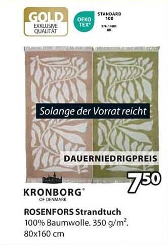 Kronborg ROSENFORS Strandtuch - 100% Baumwolle