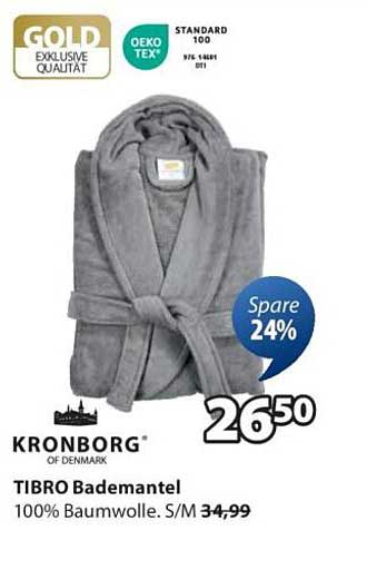 Kronborg Tibro Bademantel - 100% Baumwolle, S/M