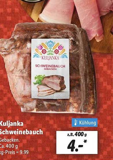 Kuljanka Schweinebauch, gebacken - z.B. 400 g für 4,00 €