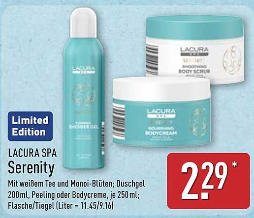 LACURA SPA Serenity Duschgel, Peeling oder Bodycreme, 200ml bzw. 250ml
