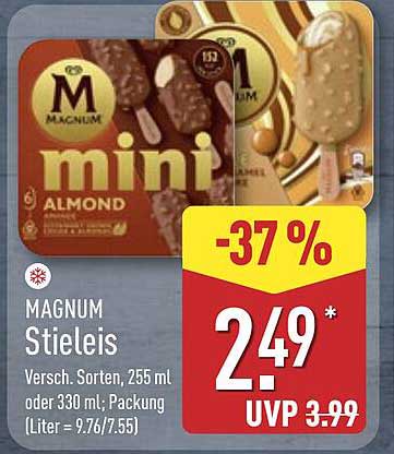 MAGNUM Stieleis mini Almond – Verschiedene Sorten, 255 ml oder 330 ml
