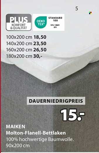 MAIKEN Molton-Flanell-Bettlaken 90x200 cm
