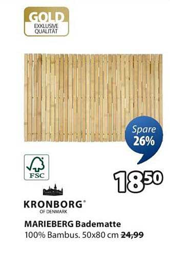 MARIEBERG Badematte aus 100% Bambus