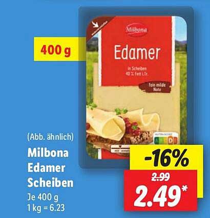 Milbona Edamer Scheiben 400 g
