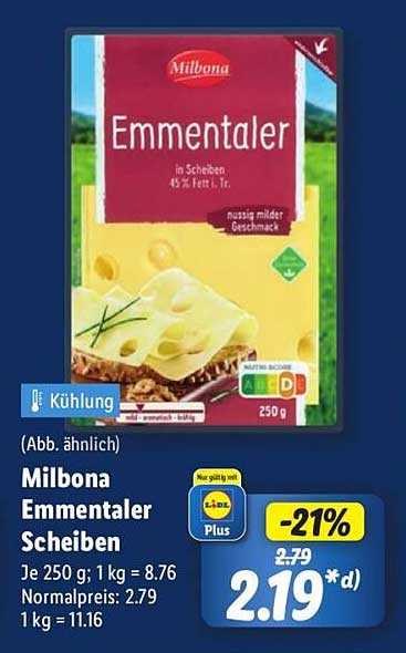 Milbona Emmentaler Scheiben 250 g