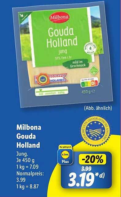 Milbona Gouda Holland Jung 450 g