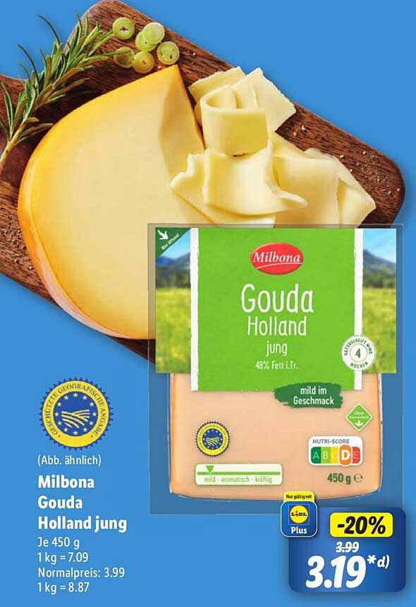 Milbona Gouda Holland jung 450 g für nur 3,19 €