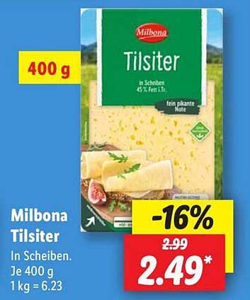 Milbona Tilsiter in Scheiben 400 g