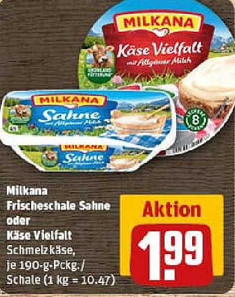 Milkana Frischeschale Sahne oder Käse Vielfalt