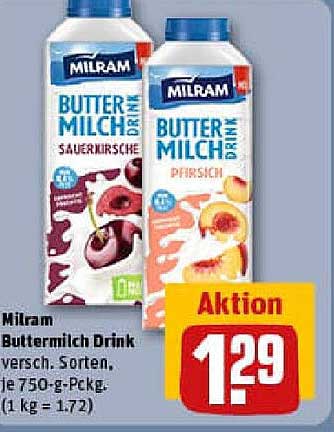 Milram Buttermilch Drink verschiedene Sorten, 750 g