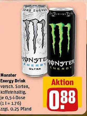 Monster Energy Drink - verschiedene Sorten, 0,5 l für nur 0,88 €
