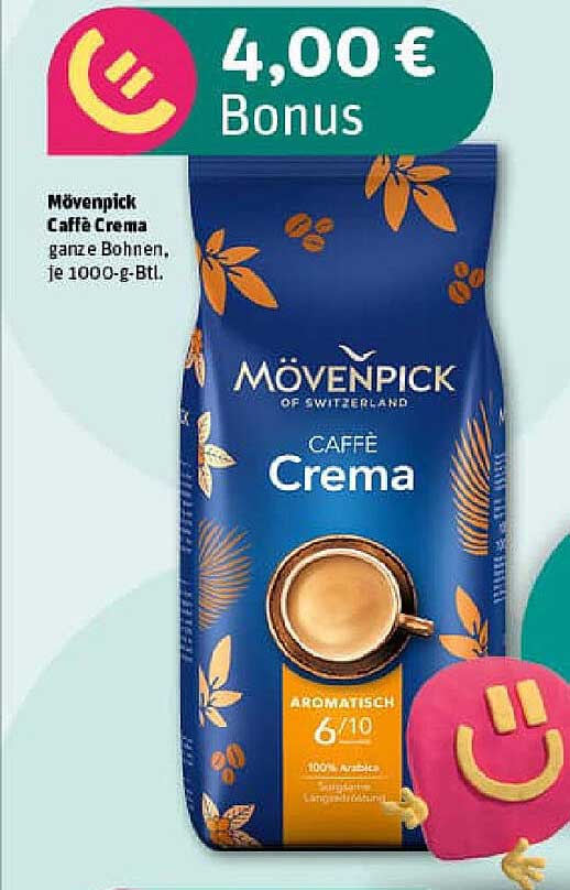 Mövenpick Caffè Crema ganze Bohnen, je 1000-g-Btl.