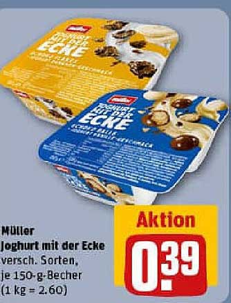Müller Joghurt mit der Ecke, verschiedene Sorten