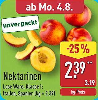 Nektarinen - Unverpackt, Klasse 1 aus Italien und Spanien