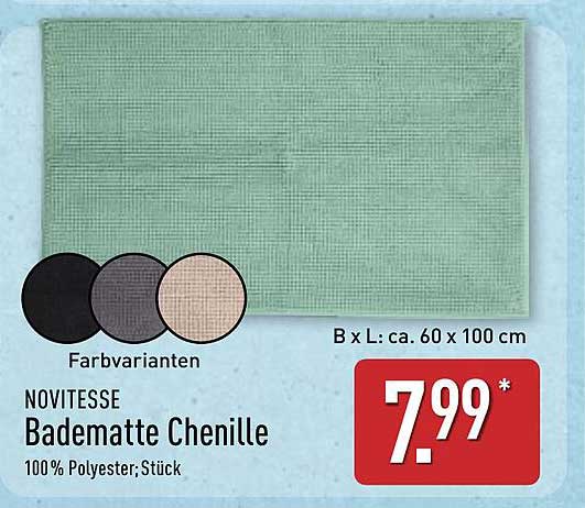 NOVITESSE Badematte Chenille 60 x 100 cm