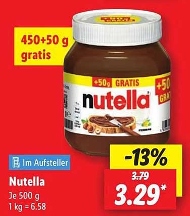 Nutella 450 g + 50 g gratis