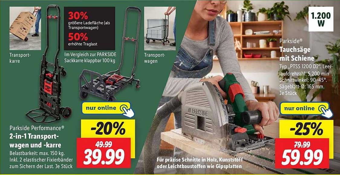 Parkside Performance® 2-in-1 Transportwagen und -karre