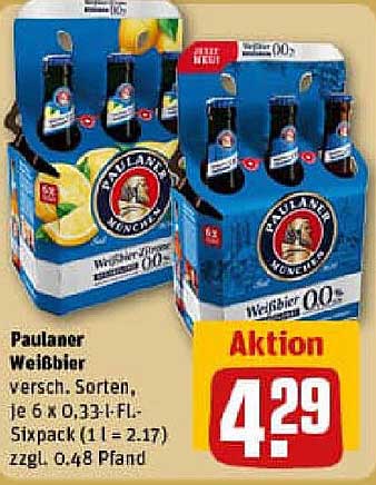 Paulaner Weißbier verschiedene Sorten, je 6 x 0,33-l-Flasche - Sixpack für nur 4,29 €