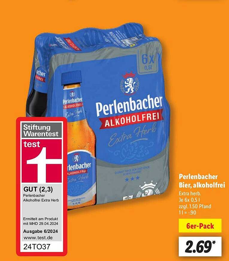 Perlenbacher Bier, alkoholfrei - Extra herb (6er-Pack)