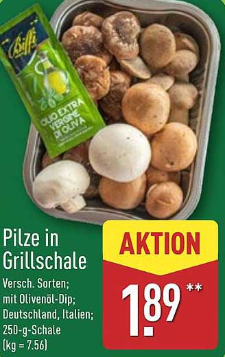 Pilze in Grillschale mit Olivenöl-Dip