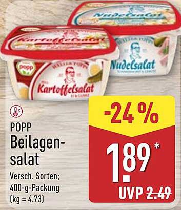 POPP Beilagensalat Versch. Sorten; 400-g-Packung