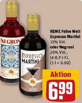 REWE Feine Welt Espresso Martini oder Negroni - 0,7l Flasche