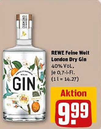 REWE Feine Welt London Dry Gin 40% V.O.L., je 0,7-l-Fl.