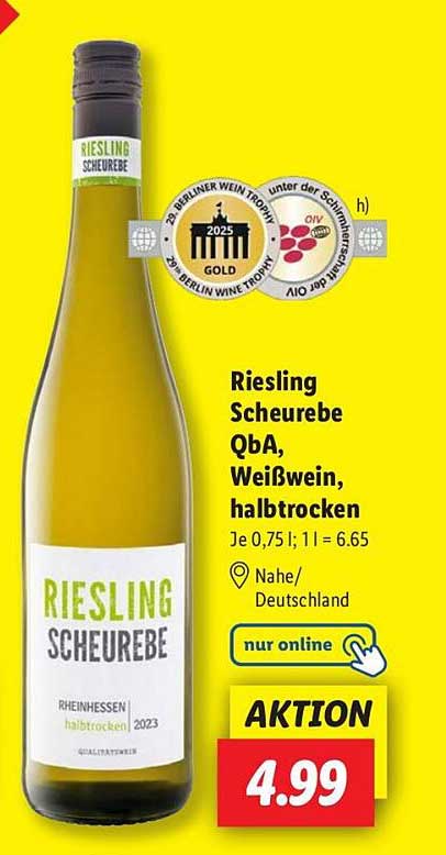 Riesling Scheurebe QbA, Weißwein, halbtrocken