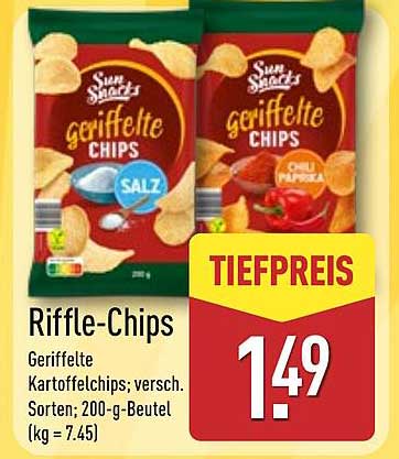 Riffle-Chips - Geriffelte Kartoffelchips, verschiedene Sorten