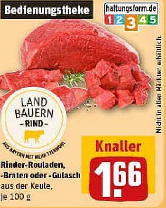 Rinder-Rouladen, -Bralen oder -Gulasch aus der Keule