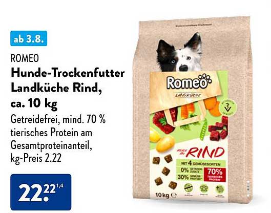 ROMEO Hunde-Trockenfutter Landküche Rind, ca. 10 kg