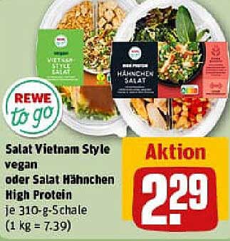 Salat Vietnam Style vegan oder Salat Hähnchen High Protein je 310-g-Schale