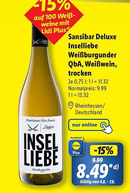 Sansibar Deluxe Inselliebe Weißburgunder QbA, Weißwein, trocken