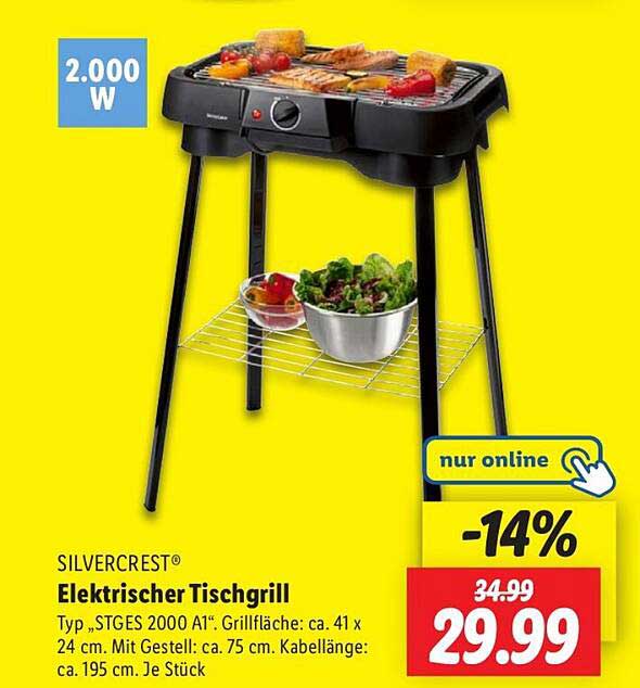 SILVERCREST® Elektrischer Tischgrill Typ „STGES 2000 A1“
