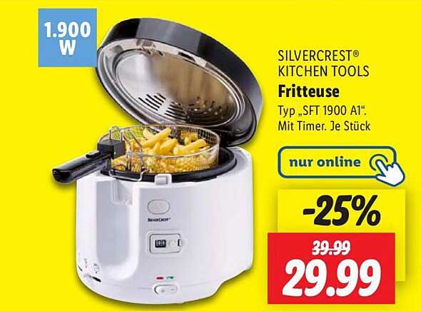 SILVERCREST® Fritteuse Typ „SFT 1900 A1“ mit Timer - Nur Online!