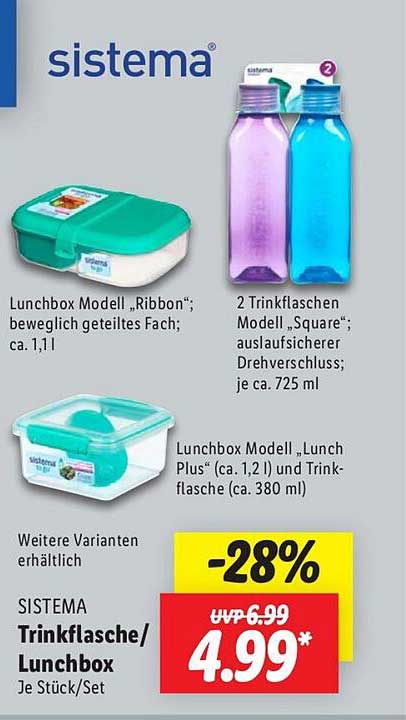 SISTEMA Trinkflasche/Lunchbox Je Stück/Set