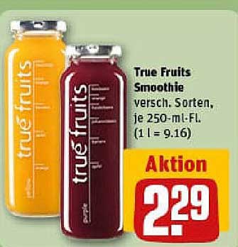 True Fruits Smoothie, verschieden Sorten, je 250-ml-Fl.
