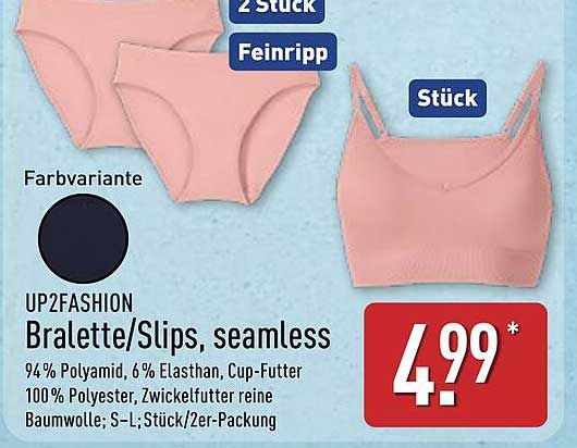 UP2FASHION Bralette/Slips, seamless - 2 Stück für nur 4,99€