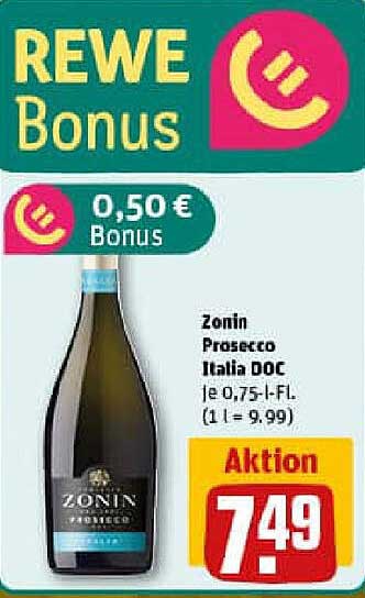 Zonin Prosecco Italia DOC 0,75 l – Aktion zum Spitzenpreis