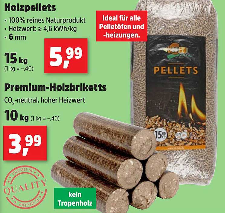 Holzpellets  
Premium-Holzbriketts